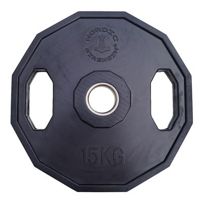 Vægtskive 15 kg - 50 mm (12 kantet/sort)