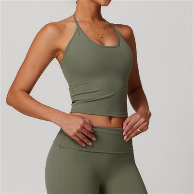 Nordic-wellness Halter Neck Top - Dusty Green - L