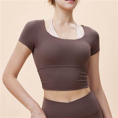 Nordic-wellness Flow Crop Tee - Dark Brown - S