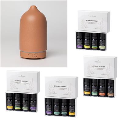 Aromapakke (Diffuser i Terracotta + 4 stk. oliesæt)